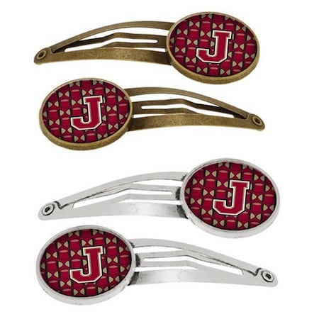 Carolines Treasures Letter J Football Garnet and Gold Barrettes Hair Clips, Set of 4, 4PK CJ1078-JHCS4